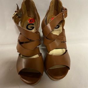 GUESS Strappy Cork Wedge